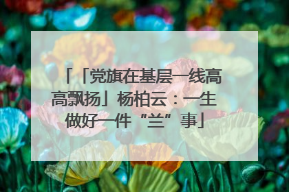 「党旗在基层一线高高飘扬」杨柏云：一生做好一件“兰”事