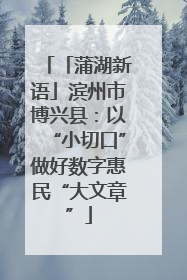 「蒲湖新语」滨州市博兴县：以“小切口”做好数字惠民“大文章”
