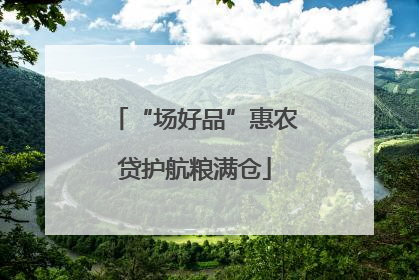 “场好品”惠农贷护航粮满仓