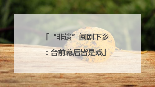 “非遗”闽剧下乡：台前幕后皆是戏