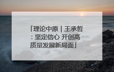 理论中原｜王承哲：坚定信心 开创高质量发展新局面