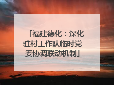 福建德化：深化驻村工作队临时党委协调联动机制