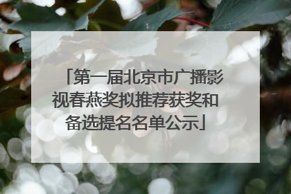 第一届北京市广播影视春燕奖拟推荐获奖和备选提名名单公示