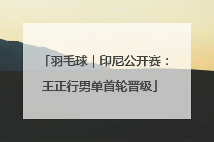 羽毛球｜印尼公开赛：王正行男单首轮晋级