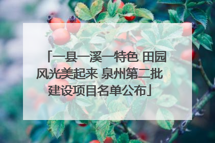 一县一溪一特色 田园风光美起来 泉州第二批建设项目名单公布