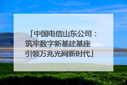 中国电信山东公司：筑牢数字新基建基座 引领万兆光网新时代