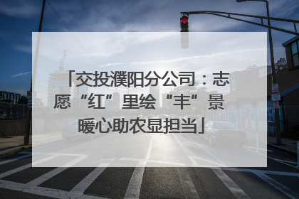 交投濮阳分公司：志愿“红”里绘“丰”景 暖心助农显担当