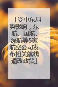 受中东局势影响，东航、国航、深航等5家航空公司发布相关航线退改政策