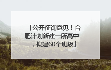 公开征询意见！合肥计划新建一所高中，拟建60个班级