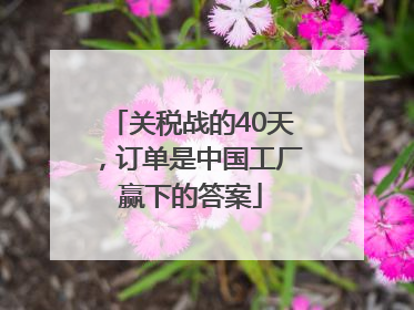 关税战的40天，订单是中国工厂赢下的答案