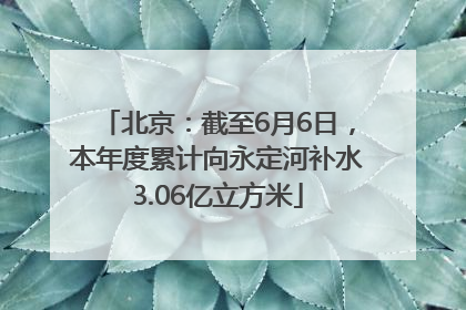 北京：截至6月6日，本年度累计向永定河补水3.06亿立方米