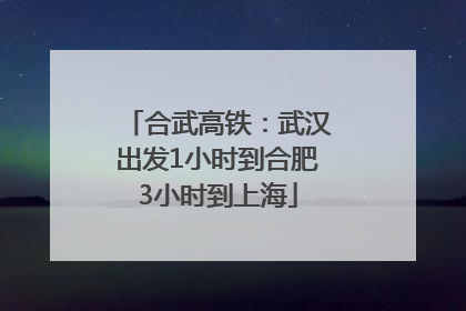 合武高铁：武汉出发1小时到合肥3小时到上海