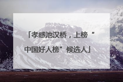 孝感池汉桥，上榜“中国好人榜”候选人