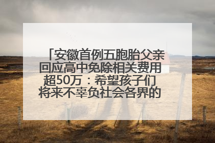 安徽首例五胞胎父亲回应高中免除相关费用超50万：希望孩子们将来不辜负社会各界的帮助与支持