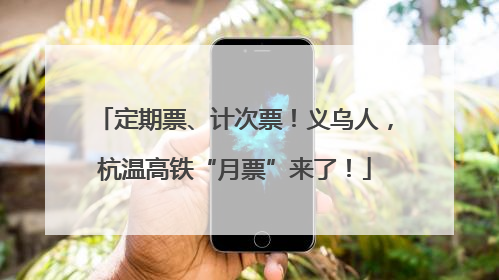 定期票、计次票！义乌人，杭温高铁“月票”来了！