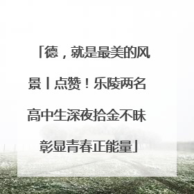 德，就是最美的风景丨点赞！乐陵两名高中生深夜拾金不昧 彰显青春正能量