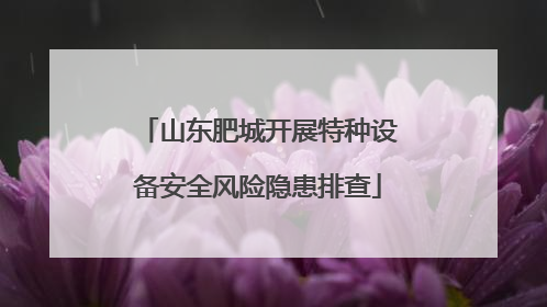 山东肥城开展特种设备安全风险隐患排查