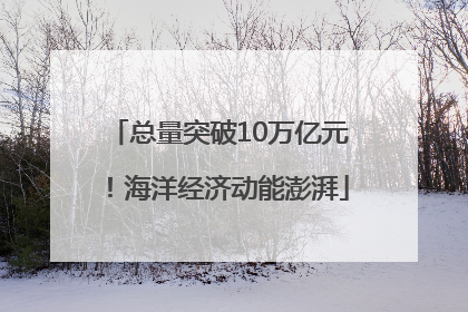 总量突破10万亿元！海洋经济动能澎湃