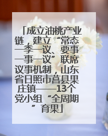 成立油桃产业链，建立“常态一季一议、要事一事一议”联席议事机制，山东省日照市莒县果庄镇——13个党小组“全周期”育果