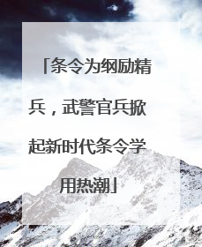 条令为纲励精兵，武警官兵掀起新时代条令学用热潮
