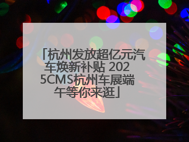 杭州发放超亿元汽车焕新补贴 2025CMS杭州车展端午等你来逛