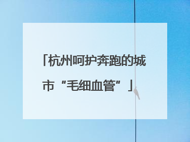 杭州呵护奔跑的城市“毛细血管”