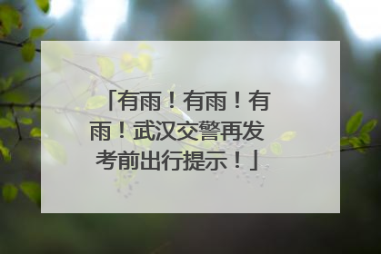 有雨！有雨！有雨！武汉交警再发考前出行提示！