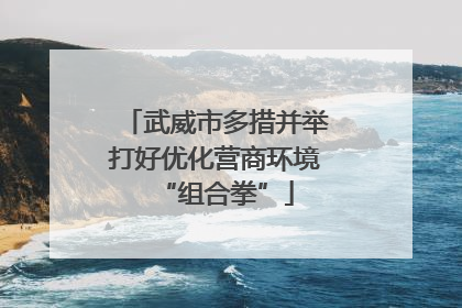 武威市多措并举打好优化营商环境“组合拳”