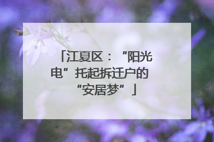 江夏区：“阳光电”托起拆迁户的“安居梦”