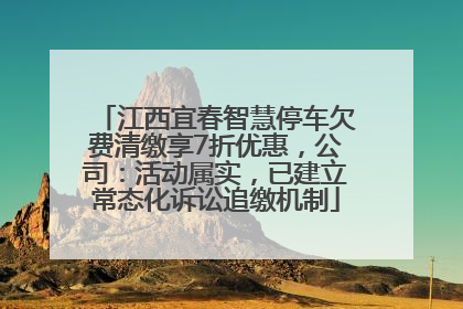江西宜春智慧停车欠费清缴享7折优惠，公司：活动属实，已建立常态化诉讼追缴机制