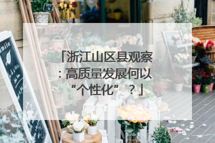 浙江山区县观察：高质量发展何以“个性化”？