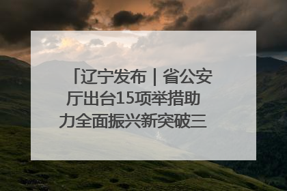 辽宁发布｜省公安厅出台15项举措助力全面振兴新突破三年行动决胜之战