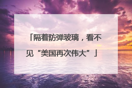 隔着防弹玻璃，看不见“美国再次伟大”