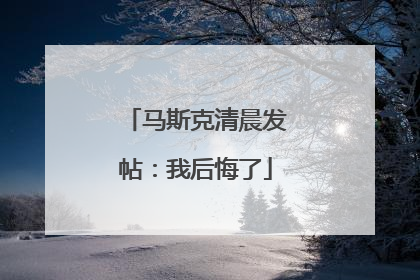 马斯克清晨发帖：我后悔了