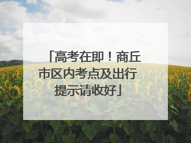 高考在即！商丘市区内考点及出行提示请收好