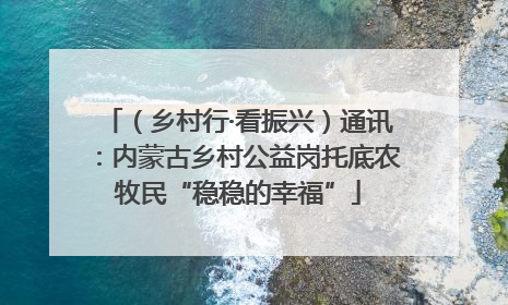 （乡村行·看振兴）通讯：内蒙古乡村公益岗托底农牧民“稳稳的幸福”