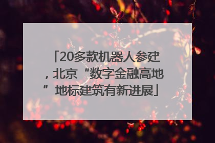 20多款机器人参建，北京“数字金融高地”地标建筑有新进展